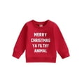 thumbnail image 1 of Bagilaanoe Baby Girl Boy Christmas Sweatshirt Newborn Long Sleeve Letter Print Pullover 6M 12M 18M 24M Infant Fall Loose Tee Tops, 1 of 8