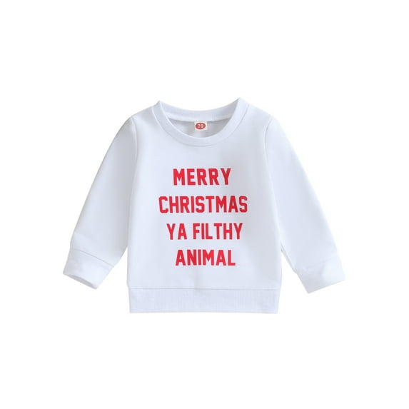 Bagilaanoe Baby Girl Boy Christmas Sweatshirt Newborn Long Sleeve Letter Print Pullover 6M 12M 18M 24M Infant Fall Loose Tee Tops