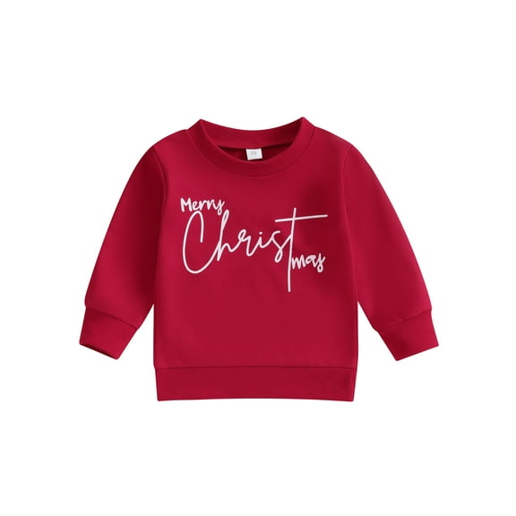 Bagilaanoe Baby Girl Boy Christmas Sweatshirt Toddler Long Sleeve Letter Print Pullover 3M 6M 12M 18M 24M 3T Kids Fall Loose Tee Tops