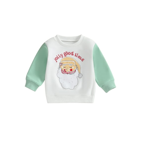 Bagilaanoe Baby Girl Boy Christmas Sweatshirt Toddler Long Sleeve Santa Print Pullover 6M 12M 18M 24M 3T Kids Fall Loose Tee Tops