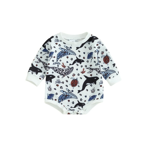 Bagilaanoe Baby Girl Boy Oversized Romper Sweatshirt Newborn Long Sleeve Bodysuits Animal Print Pullover 3M 6M 9M 12M Infant Casual Tee Tops