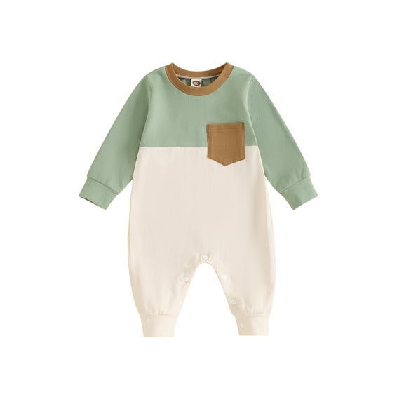 Bagilaanoe Baby Girl Boys Fall Jumpsuit Newborn Contrast Color Long Sleeve Bodysuit 3M 6M 12M 18M 24M Infant One Piece Romper