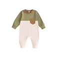 thumbnail image 1 of Bagilaanoe Baby Girl Boys Fall Jumpsuit Newborn Contrast Color Long Sleeve Bodysuit 3M 6M 12M 18M 24M Infant One Piece Romper, 1 of 9