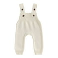 thumbnail image 1 of Bagilaanoe Baby Girl Boys Knit Overalls Jumpsuits Toddler Solid Color Sleeveless Playsuits 6M 9M 12M 18M 24M 3T Kids Ribbed One Piece Romper, 1 of 9