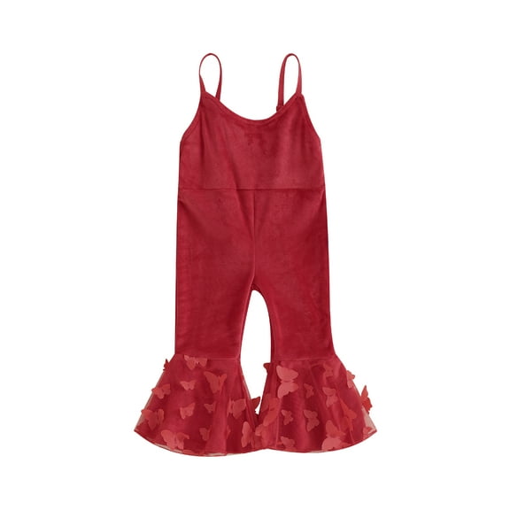 Bagilaanoe Baby Girl Christmas Jumpsuit Toddler Sleeveless Backless Romper Overalls 12M 18M 24M 3T 4T 5T Kids Bell Bottoms Flared Pants Fall Clothes
