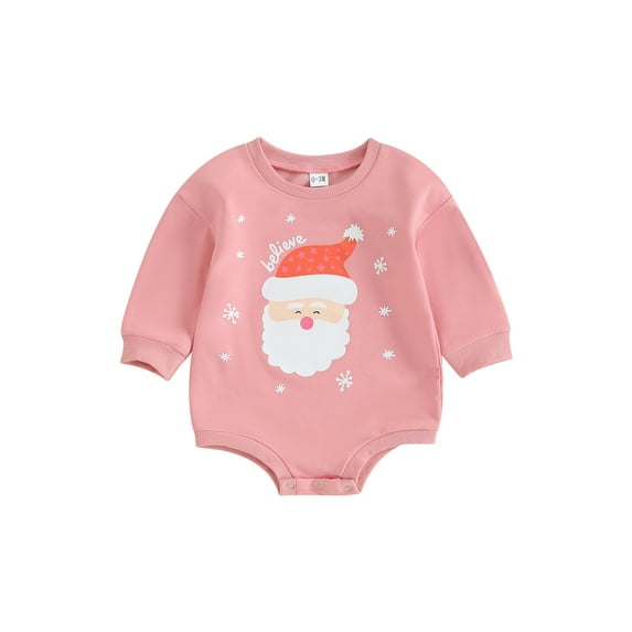 Bagilaanoe Baby Girl Oversized Christmas Sweatshirt Newborn Long Sleeve Bodysuits Santa Print Pullover 3M 6M 9M 12M Infant Casual Tee Tops