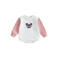 thumbnail image 1 of Bagilaanoe Baby Girl Oversized Romper Sweatshirt Newborn Long Sleeve Bodysuits Butterfly Embroidery Pullover 3M 6M 12M 18M Infant Casual Tee Tops, 1 of 9