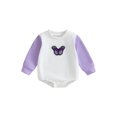 thumbnail image 1 of Bagilaanoe Baby Girl Oversized Romper Sweatshirt Newborn Long Sleeve Bodysuits Butterfly Embroidery Pullover 3M 6M 12M 18M Infant Casual Tee Tops, 1 of 9