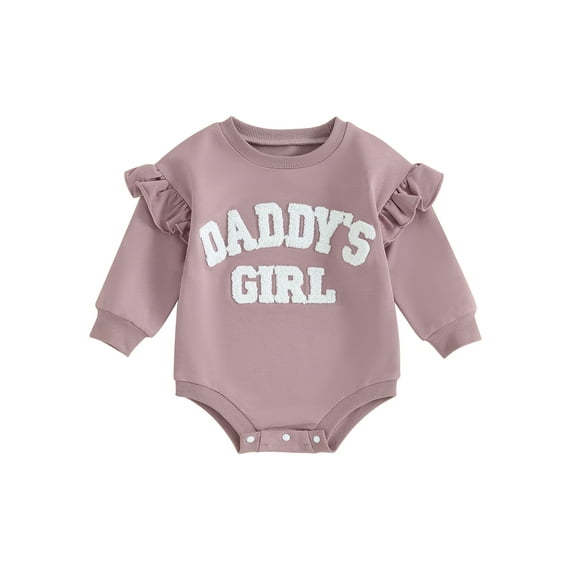 Bagilaanoe Baby Girl Oversized Romper Sweatshirt Newborn Long Sleeve Bodysuits Letter Embroidery Pullover 3M 6M 12M 18M Infant Casual Tee Tops