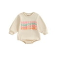 thumbnail image 1 of Bagilaanoe  Baby Girl Oversized Romper Sweatshirt Newborn Long Sleeve Bodysuits Letter Print Pullover 3M 6M 12M 18M 24M Infant Casual Tee Tops, 1 of 9