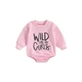 thumbnail image 1 of Bagilaanoe Baby Girl Oversized Romper Sweatshirt Newborn Long Sleeve Bodysuits Letter Print Pullover 3M 6M 12M 18M Infant Casual Tee Tops, 1 of 8