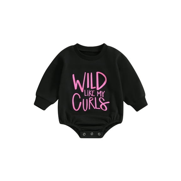 Bagilaanoe Baby Girl Oversized Romper Sweatshirt Newborn Long Sleeve Bodysuits Letter Print Pullover 3M 6M 12M 18M Infant Casual Tee Tops