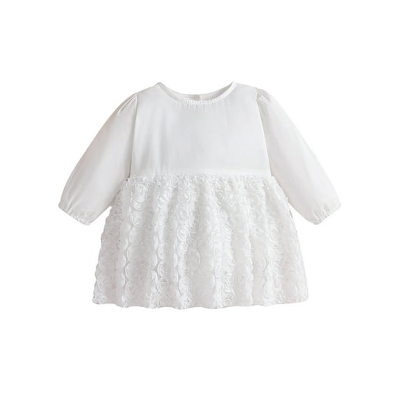 Bagilaanoe Baby Girl Romper Dress Newborn Long Sleeve A-line Princess Dresses 3M 6M 12M 18M Infant Fall Patchwork Tulle Skirt