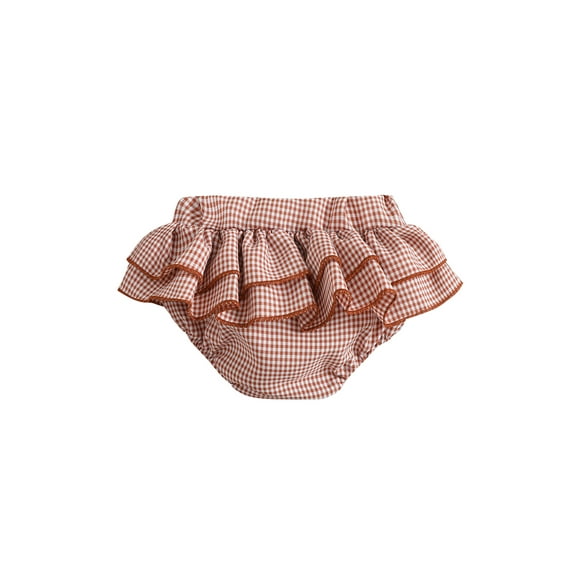 Bagilaanoe Baby Girl Summer Shorts Plaid Pattern Ruffled Edges Elastic Waist Cotton Shorts Outdoor Wear
