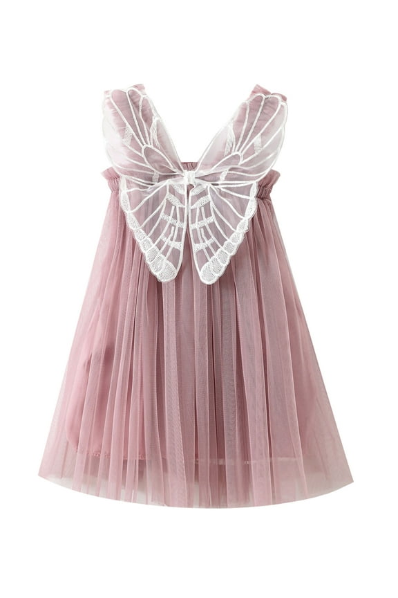 Baby Girls Layered Butterfly Fairy Tulle Tutu Dresses Toddler Cotton Mesh Sleeveless Princess Dress