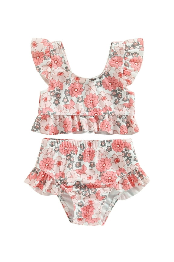 Baby Girls Print Fly Sleeve Vest & Briefs, 2-Piece Swimsuit Set, Sizes 6M-3T