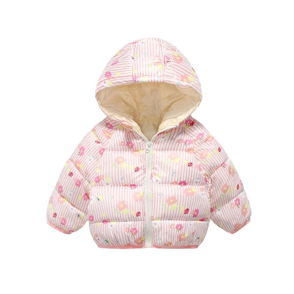 Bagilaanoe Baby Girls Winter Puffer Jacket Toddler Zipper Quilted Coat 6M 9M 12M 18M 24M 3T 4T Kids Warm Lightweight Hoodie Outwear