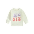 thumbnail image 1 of Bagilaanoe Baby Sister Matching Clothing Toddler Girls Oversized Romper Sweatshirt Long Sleeve Letter Print Pullover 3M 6M 12M 18M 24M 3T 4T Kids Casual Tee Tops, 1 of 8