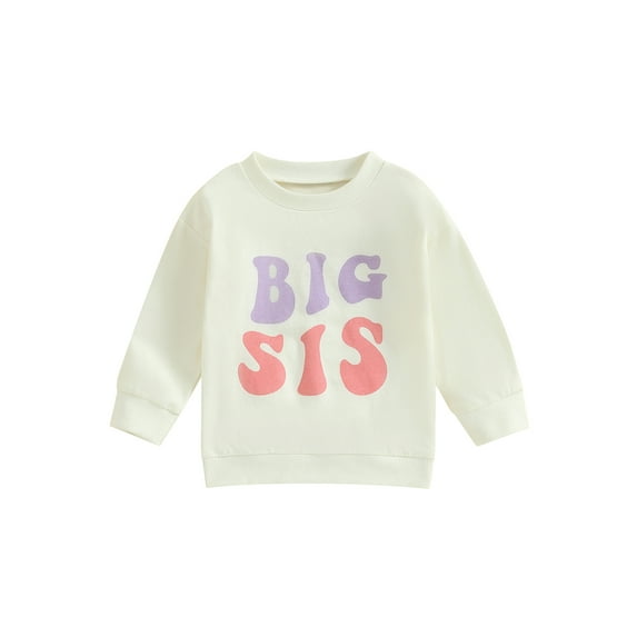 Bagilaanoe Baby Sister Matching Clothing Toddler Girls Oversized Romper Sweatshirt Long Sleeve Letter Print Pullover 3M 6M 12M 18M 24M 3T 4T Kids Casual Tee Tops