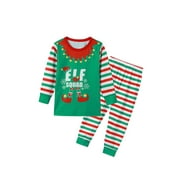BAGILAANOE Christmas Family Matching Dad Mom Kid Pajamas Green Elf Striped Xmas Sleepwear Set