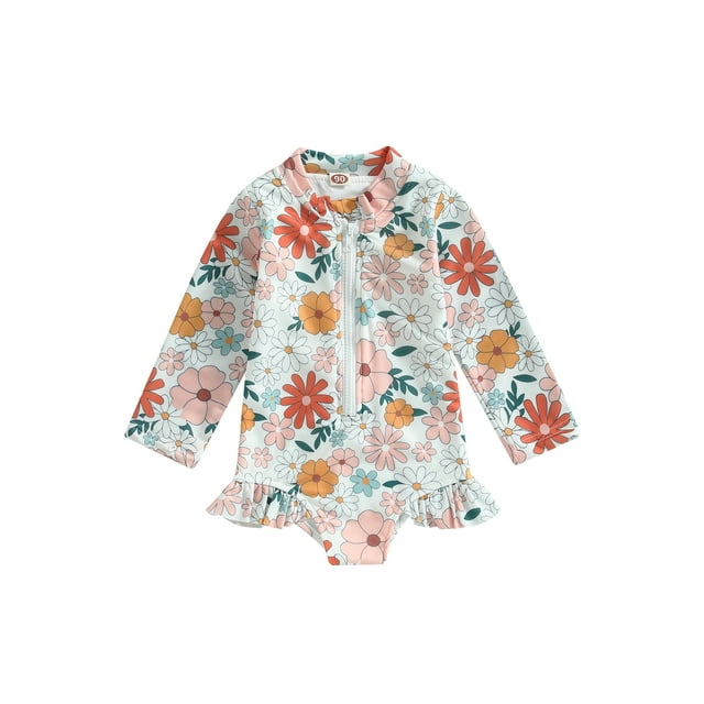 Bagilaanoe Floral Print Long Sleeve Rashguard One-Piece Swimsuit (Girl’s)