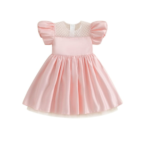 Bagilaanoe Girls Formal Dress Puff Sleeve A-line Princess Dresses 4-9T Kids Christmas Dress for Wedding Birthday Party Gown
