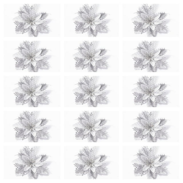 Bagilaanoe Glitter Christmas Poinsettia Artificial Xmas Flower