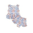 thumbnail image 1 of Bagilaanoe Independence Day Star Print Sleeveless Ruffled, Tops and Swim Shorts (Girl's), 1 of 1
