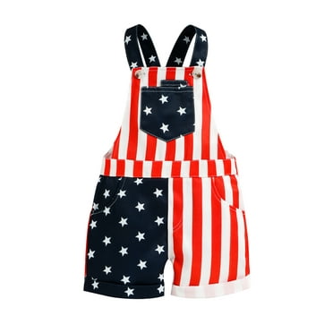 Bagilaanoe Infant Baby Boy Girl Independence Day Jumpsuit Overalls 3 6 9 12 18 Months Star Stripe Print Sleeveless Suspender Pants 4th of July  Clothing
