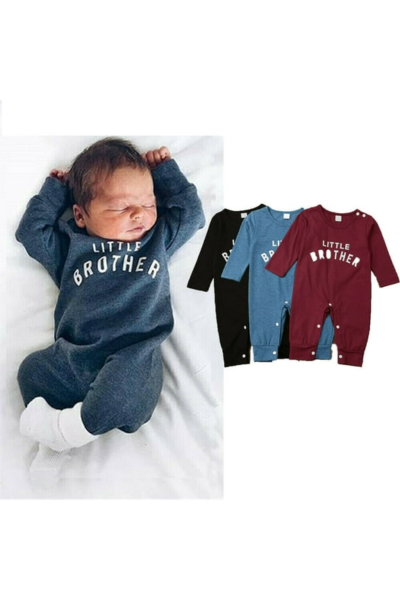 Infant Baby Boys Little Brother Romper Jumpsuit Bodysuit Winter Clothes Outfits