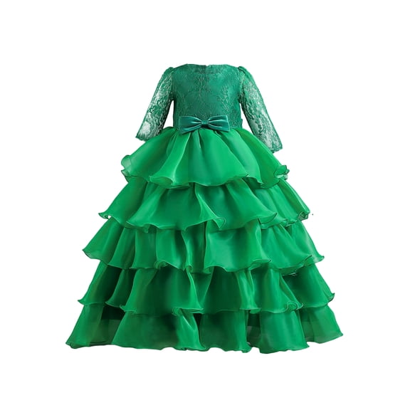 Bagilaanoe Kids Girl Princess Dress Flower Girl Lace Multi-Layer Ruffle Tutu Skirt 3T 4T 5T 6T 7T 8T  9T 10T Formal Party Wedding Dress Prom