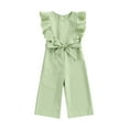 thumbnail image 1 of Bagilaanoe Kids Toddler Baby Girls Ruffled Sleeveless Jumpsuit Romper with Belt Zipper Back Overall Pants Clothes, 1 of 9