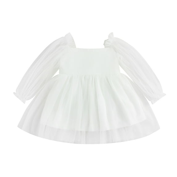 Bagilaanoe Litter Girl Party Dress Toddler Long Sleeve A-line Princess Dresses 3T 4T 5T 6T 7T Kids Patchwork Tulle Skirt