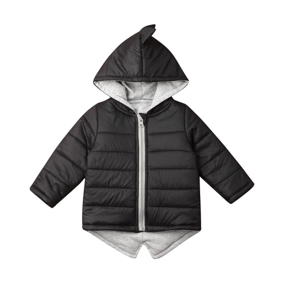 Bagilaanoe Little Boy Girl Quilted Puffer Hooded Jacket Dinosaur Winter Lightweight Long Sleeve Warm Coat 1T 2T 3T 4T 5T 6T 7T Kids Zipper Padded Outerwear