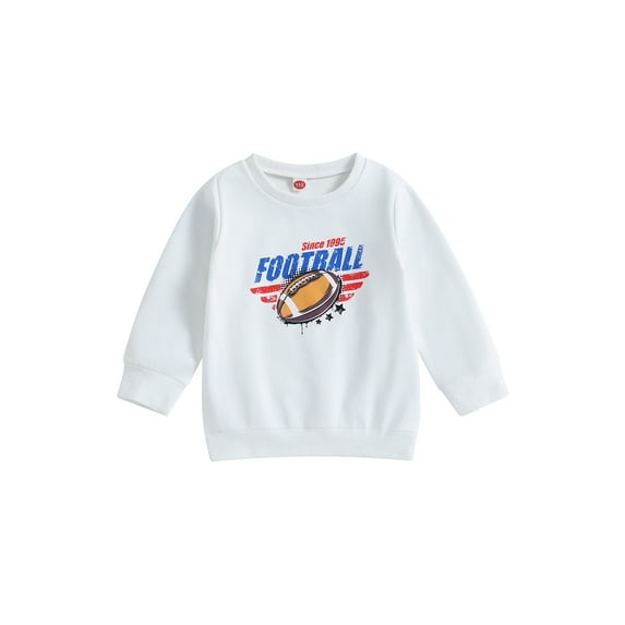 Bagilaanoe Little Boy Girl Sweatshirt Long Sleeve Football Print Pullover 3T 4T 5T 6T 7T Kids Fall Loose Tee Tops