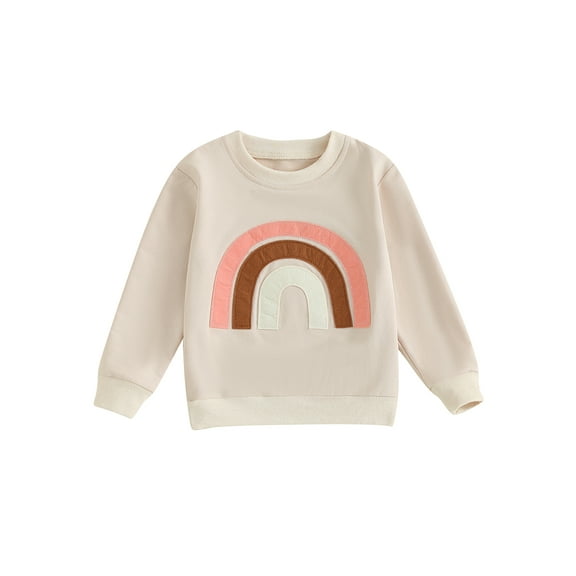 Bagilaanoe Little Girl Boy Casual Sweatshirt Toddler Long Sleeve Rainbow Print Pullover 3T 4T 5T 6T 7T Kids Loose Tee Tops
