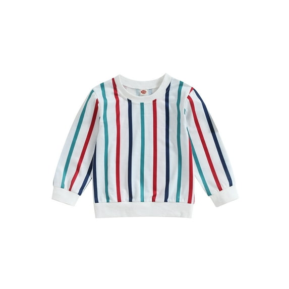 Bagilaanoe Little Girl Boy Christmas Sweatshirt Long Sleeve Stripes Print Pullover 3T 4T 5T 6T 7T Kids Fall Loose Tee Tops