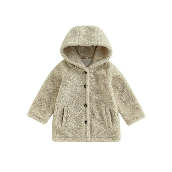 Bagilaanoe Little Girl Boy Hooded Jacket Long Sleeve Plush Coat with Pockets 3T 4T 5T 6T 7T Kids Fall Winter Casual Outwear