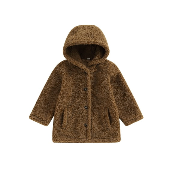 Bagilaanoe Little Girl Boy Hooded Jacket Long Sleeve Plush Coat with Pockets 3T 4T 5T 6T 7T Kids Fall Winter Casual Outwear