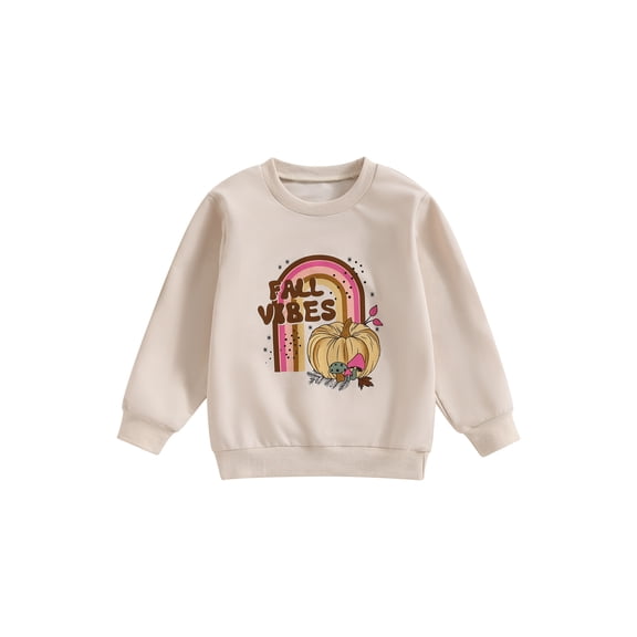 Bagilaanoe Little Girl Boy Thanksgiving Sweatshirt Long Sleeve Pumpkin Rainbow Print Pullover 3T 4T 5T 6T 7T Toddler Kids Fall Loose Tee Tops