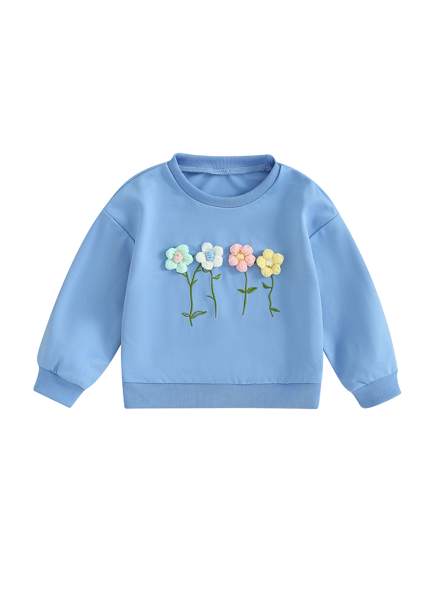 Bagilaanoe Little Girl Casual Sweatshirt Long Sleeve 3D Flower Pullover