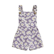 Bagilaanoe Little Girl Denim Overalls Shorts Toddler Sleeveless Floral Print Romper Overalls 6M 12M 18M 24M 3T 4T 5T 6T Kids Jean Summer Clothes