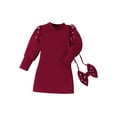 thumbnail image 1 of Bagilaanoe Little Girl Fall Dress Toddler Long Sleeve Mini Dresses Bag 4T 5T 6T 7T Kids Autumn Pearl Dress, 1 of 9