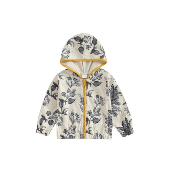 Bagilaanoe Little Girl Hoodies Sweatshirt Toddler Floral Long Sleeve Zipper Jacket 4T 5T 6T 7T Kids Fall Casual Outwear