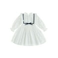 thumbnail image 1 of Bagilaanoe Little Girl Lace Dress White Ruffle Long Sleeve A-line Princess Dresses 3T 4T 5T 6T 7T Kids Fall Casual Tulle Skirt, 1 of 8