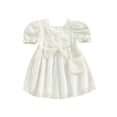 thumbnail image 1 of Bagilaanoe Little Girl Summer Dress Short Sleeve A-line Princess Dresses + Crossbody Bag3T 4T 5T 6T 7T Kids Casual Swing Sundress, 1 of 8