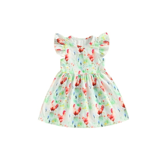 Bagilaanoe Little Girl Summer Dress Toddler Print Sleeveless A-line Dresses 2T 3T 4T 5T 6T 7T Kids Casual Swing Sundress