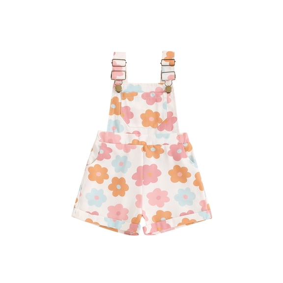 Bagilaanoe Little Girl Summer Jumpsuit Toddler Sleeveless Floral Print Romper Denim Overalls Shorts 6M 12M 18M 24M 3T 4T 5T 6T Kids Short Pants Summer Clothes