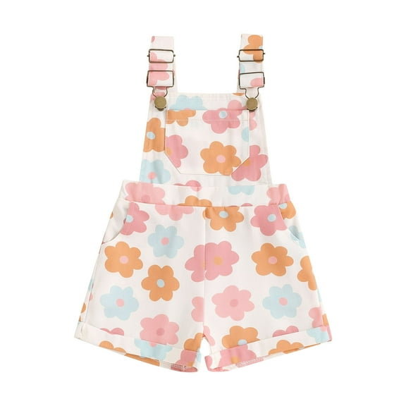 Bagilaanoe Little Girl Summer Jumpsuit Toddler Sleeveless Floral Print Romper Denim Overalls Shorts 6M 12M 18M 24M 3T 4T 5T 6T Kids Short Pants Summer Clothes