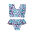 thumbnail image 1 of Bagilaanoe Little Girls 2 Pieces Bikini Set Stripe Print Tank Tops + Shorts Swimwear Beachwear for Kids, 1 of 9